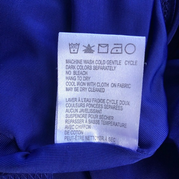 ABS Allen‎ Schwartz Off-Shoulder Capri Blue Cocktail Dress Bell Sleeves 12 - Picture 15 of 16